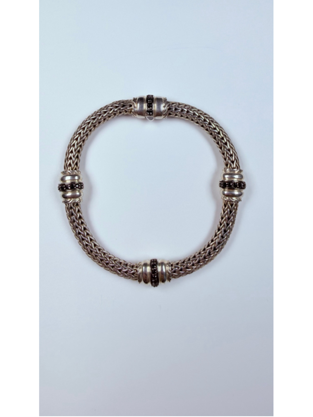 John Hardy Black Spinel Classic Chain 925 Sterling Silver Station Bracelet $995